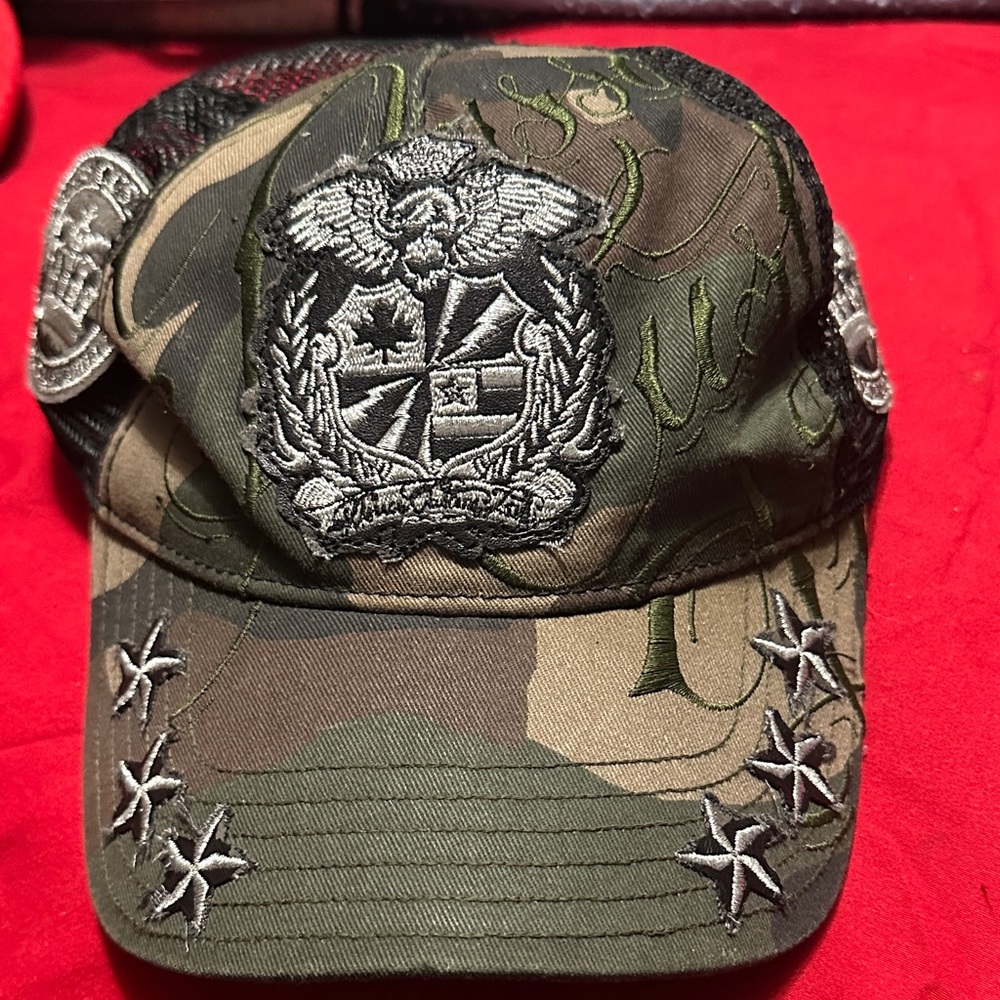 Camouflage Embroidered Men's Dussault Hat Trucker Cap snap adjust discontinued